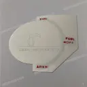 Frame cowling CAUTION FUEL COCK warning label