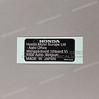 HONDA Etichetta, Produttore 87125-MKA-DJ0