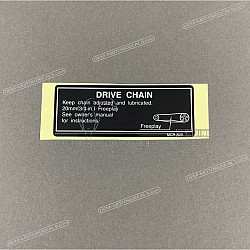 Swingarm drive chain label, left side