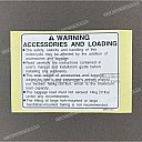 Pegatina de advertencia de accesorios y carga