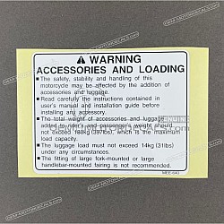 Adesivo di avviso accessori e carico
