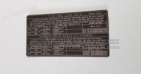 KAWASAKI Caution label, Tire load - 560530624 56053-0624
