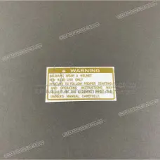 Autocollant de mise en garde pour sabot moteur