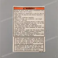 SUZUKI Autocollant d'avertissement pour flanc de cadre gauche 68921-03B61