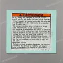 Autocollant d'avertissement garde-boue arrière AVERTISSEMENT, côté droit
