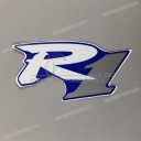 Emblema R1 cupolino anteriore, lato sinistro