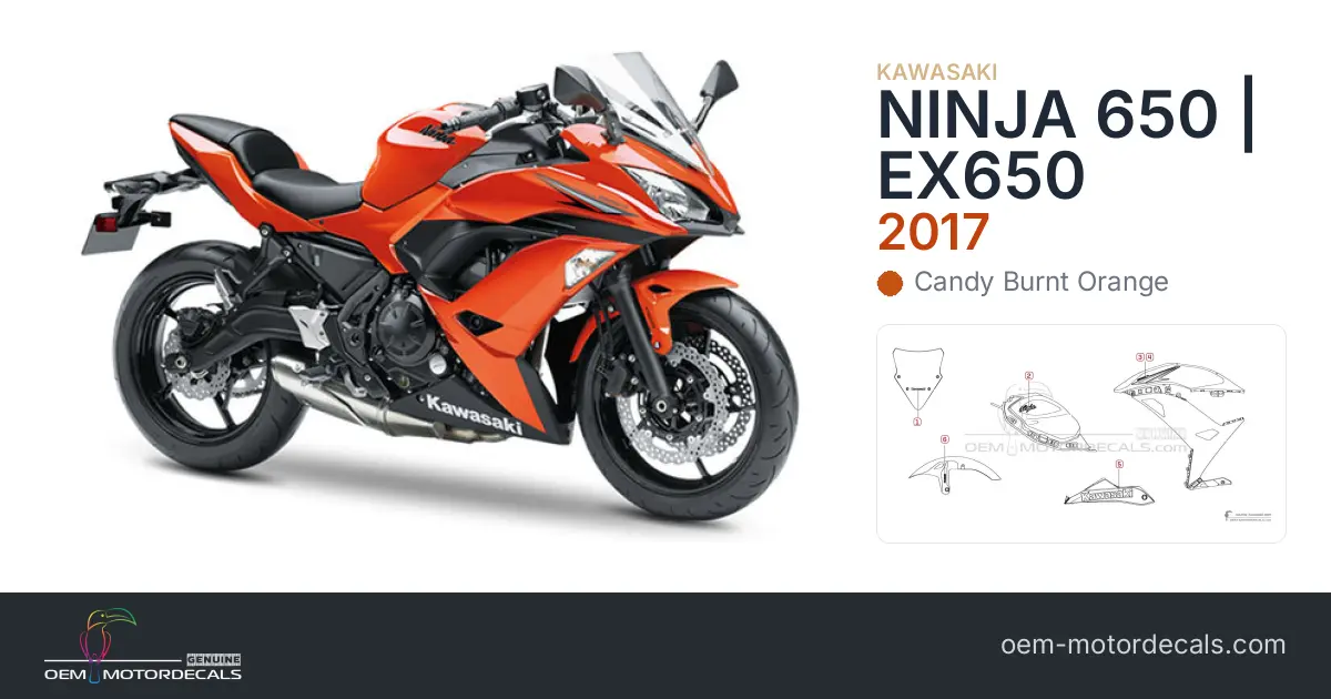 OEM Decals Kawasaki NINJA 650 2017 - Orange • Original Stickers