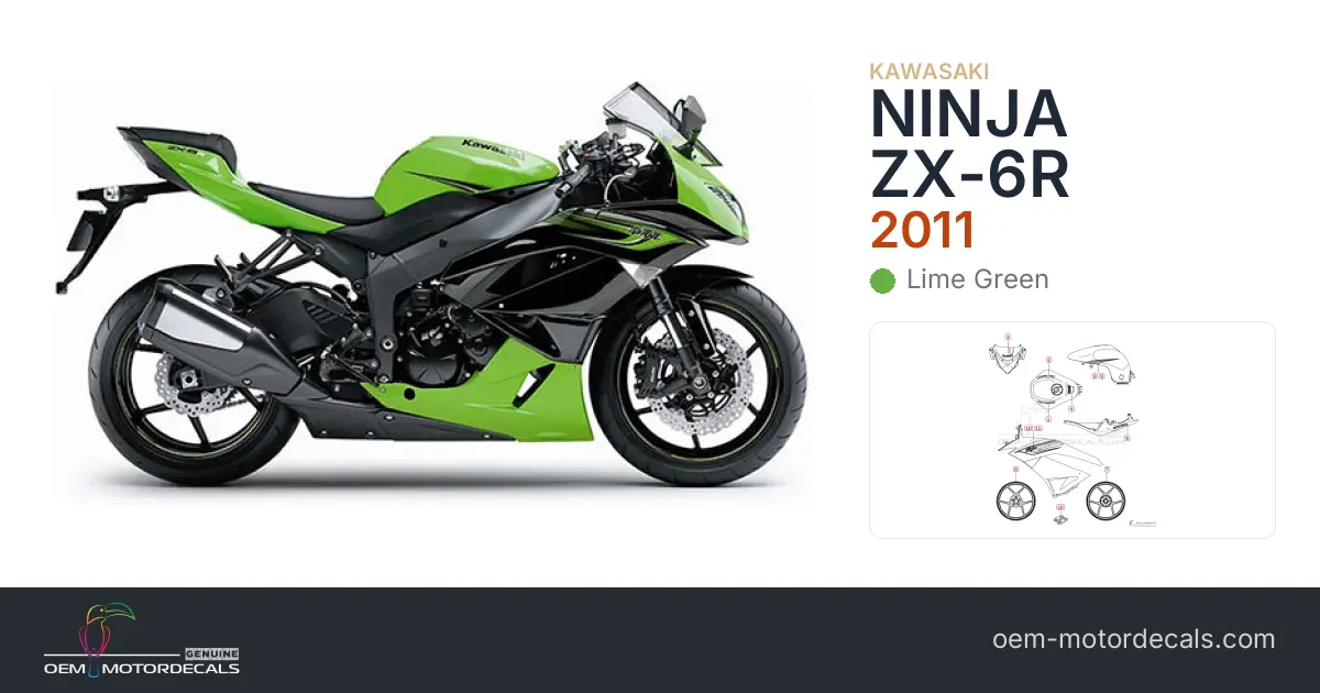 OEM Decals Kawasaki ZX6R 2011 - Green • Original Stickers