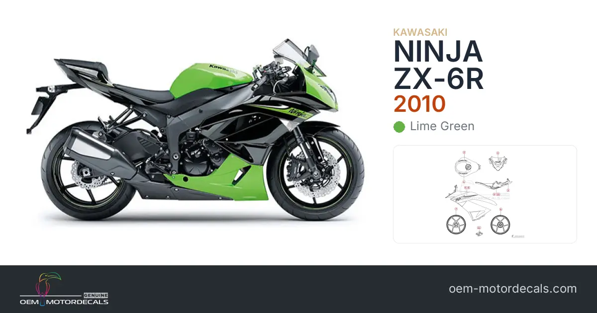 OEM Decals Kawasaki ZX6R 2010 - Green • Original Stickers