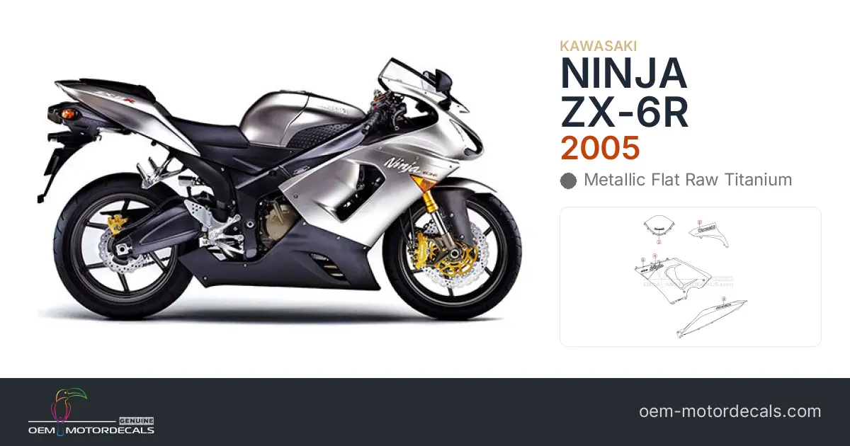 OEM Decals Kawasaki ZX6R 2005 - Titanium • Original Stickers