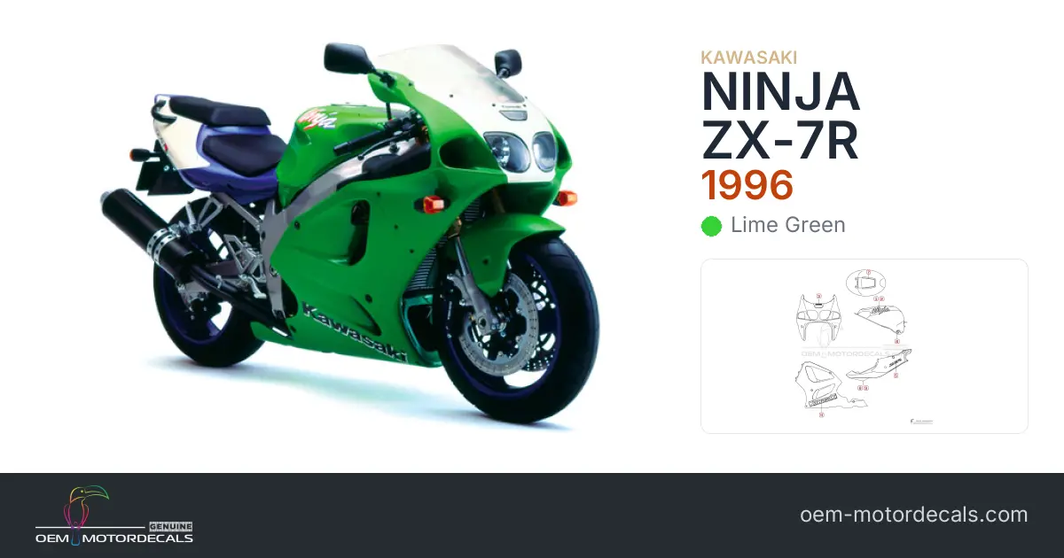 OEM Decals Kawasaki ZX7R 1996 - Green • Original Stickers