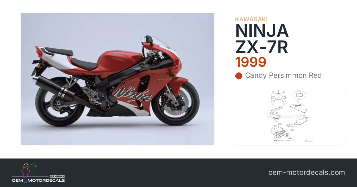 OEM Decals Kawasaki ZX7R 1999 - Red • Original Stickers