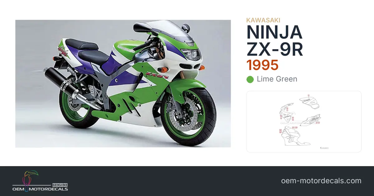 のーるページ OEM Decals Kawasaki ZX9R 1995 - Green • Original Stickers