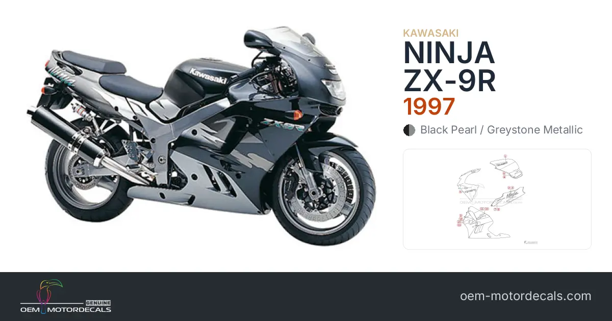 OEM Decals Kawasaki ZX9R 1997 - Black • Original Stickers