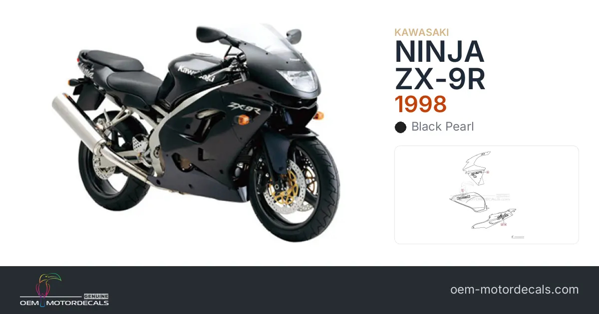 OEM Decals Kawasaki ZX9R 1998 - Black • Original Stickers