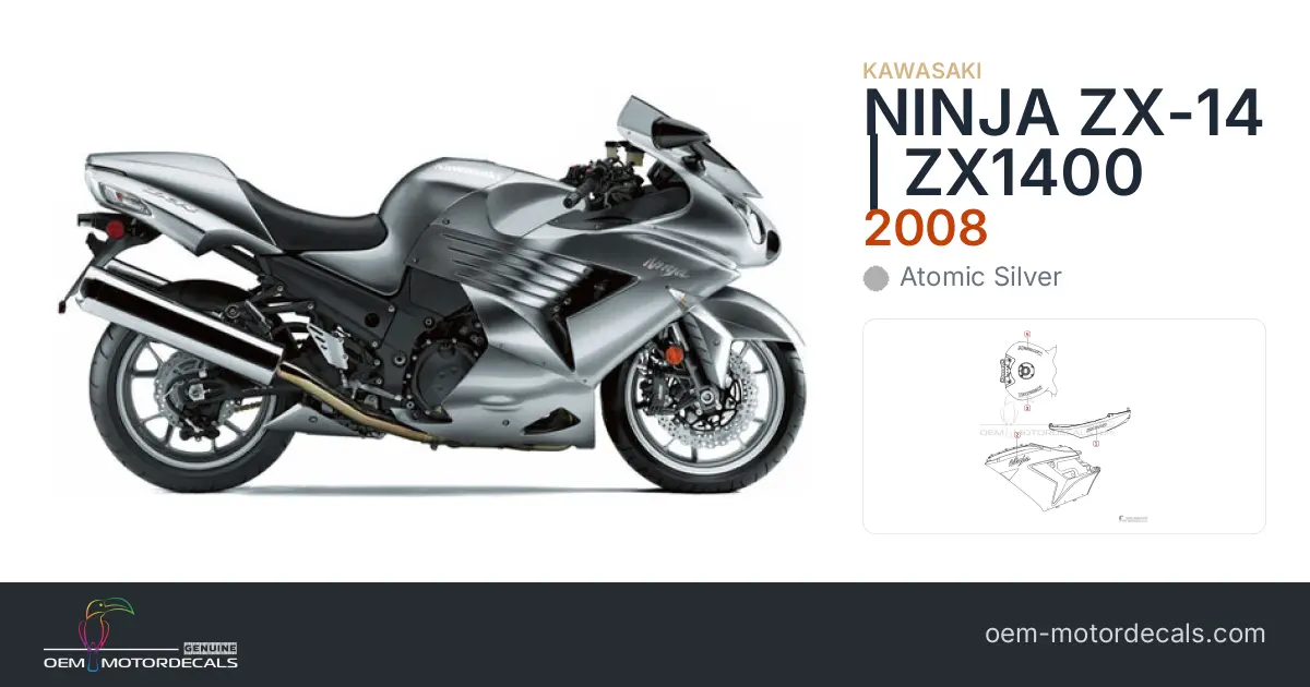 OEM Decals Kawasaki NINJA ZX14 2008 - Silver • Original Stickers
