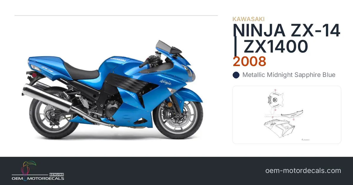 OEM Decals Kawasaki NINJA ZX14 2008 - Blue • Original Stickers