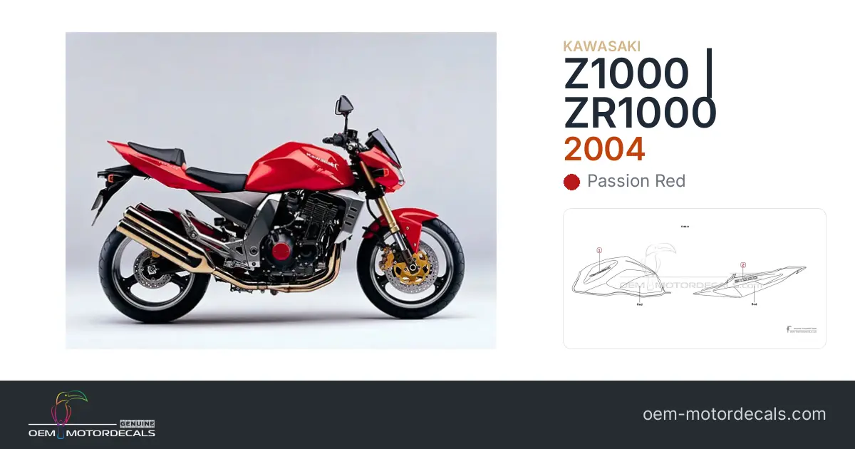 OEM Decals Kawasaki Z1000 2004 - Red • Original Stickers