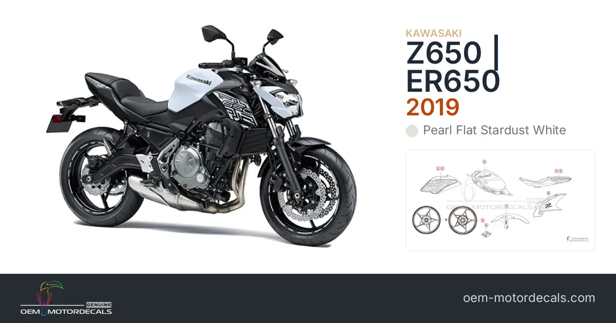 OEM Decals Kawasaki Z650 2019 - White • Original Stickers