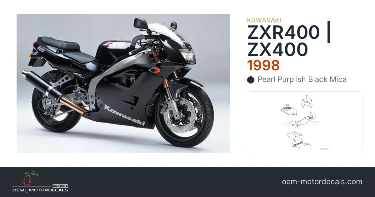 OEM Decals Kawasaki ZXR400 1998 - Black • Original Stickers