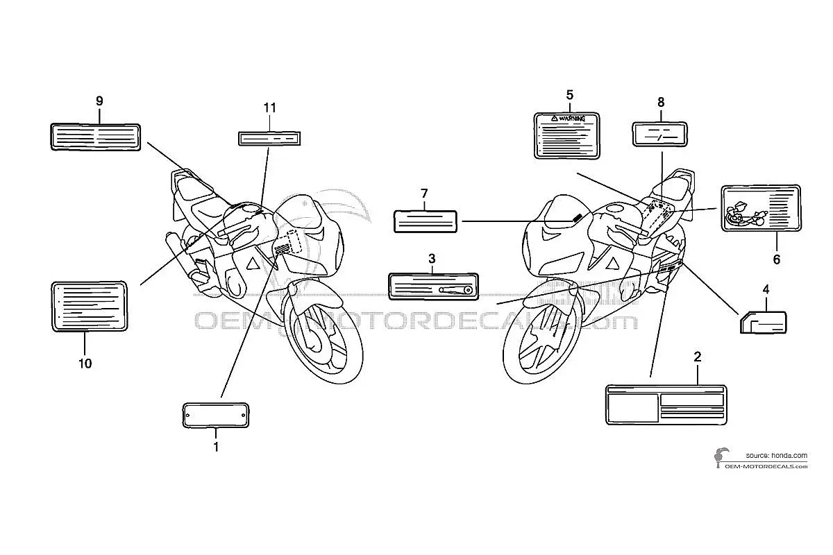 Decals for Honda CBR125R - Caution labels • Honda OEM Decals