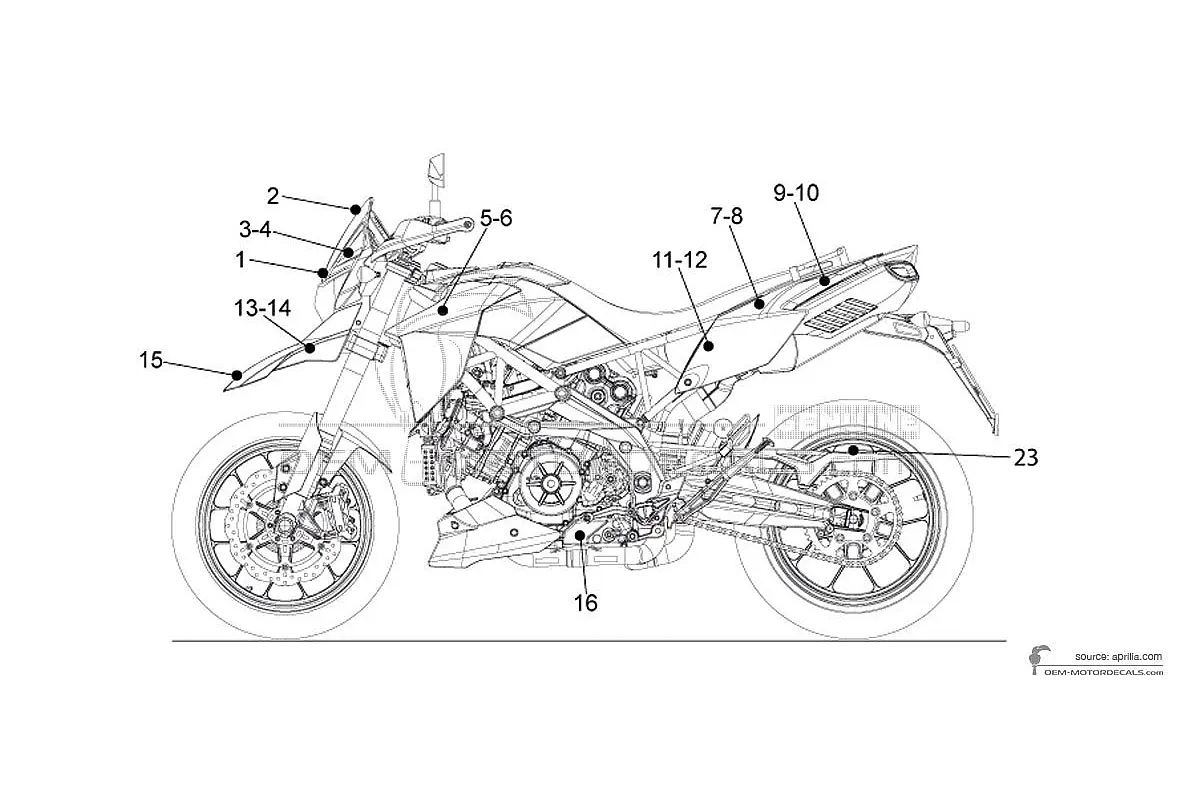 Decals for Aprilia DORSODURO 1200 2010 - White • Aprilia OEM Decals