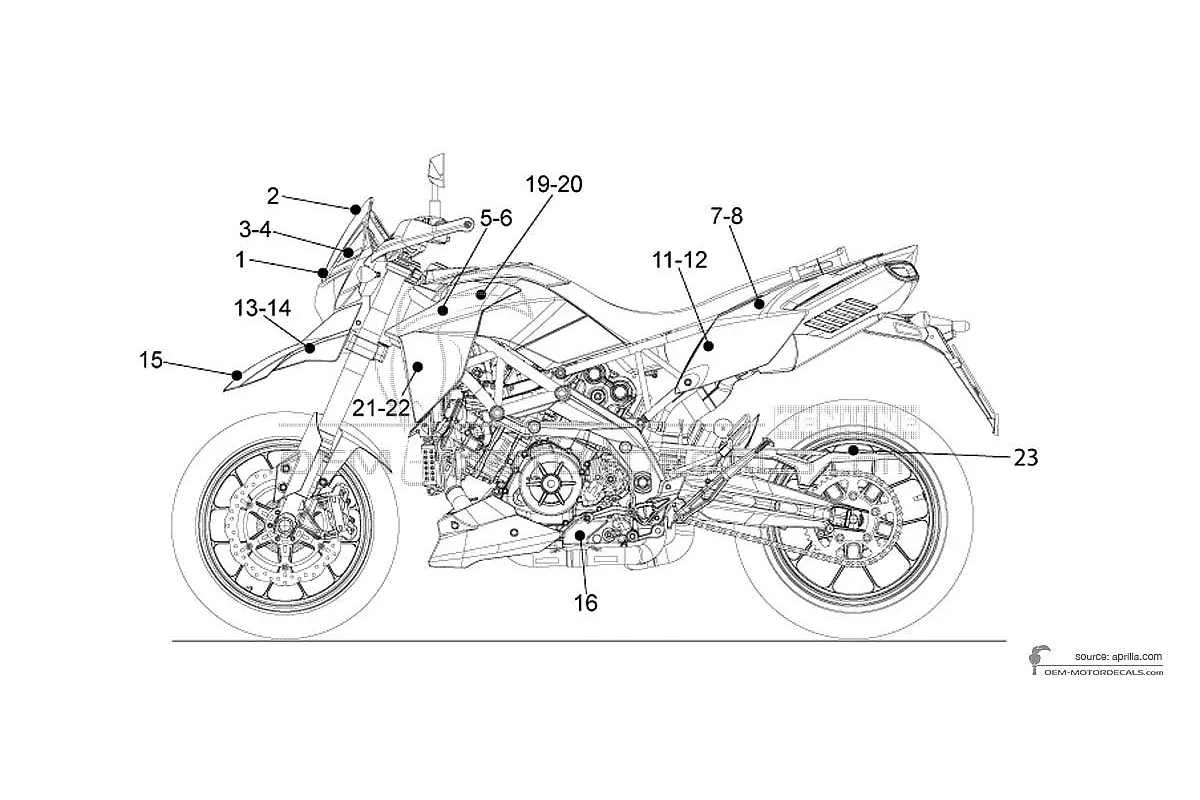 Stickers voor Aprilia DORSODURO 1200 2013 - Wit • Aprilia OEM Stickers