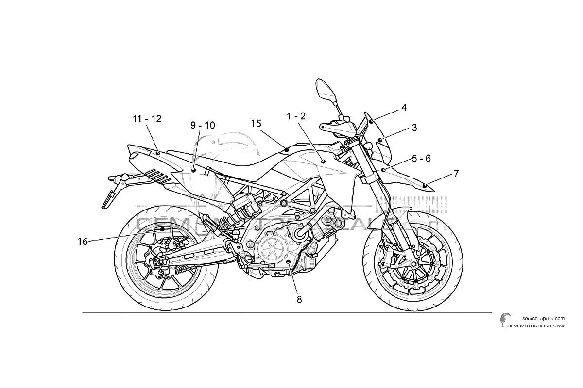Decals for Aprilia DORSODURO 750 FACTORY 2012 - Black • Aprilia OEM Decals