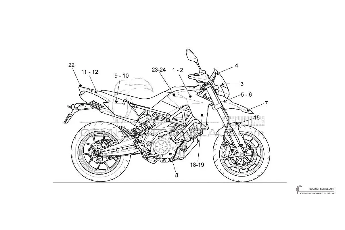 Aufkleber für Aprilia DORSODURO 750 2016 - Weiss • Aprilia OEM-Aufkleber
