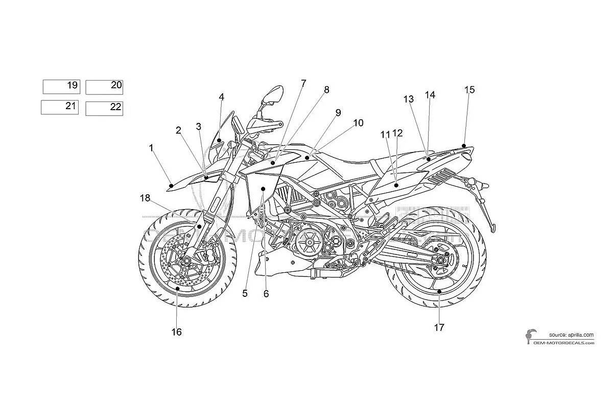 Stickers voor Aprilia DORSODURO 900 2020 - Zilver • Aprilia OEM Stickers