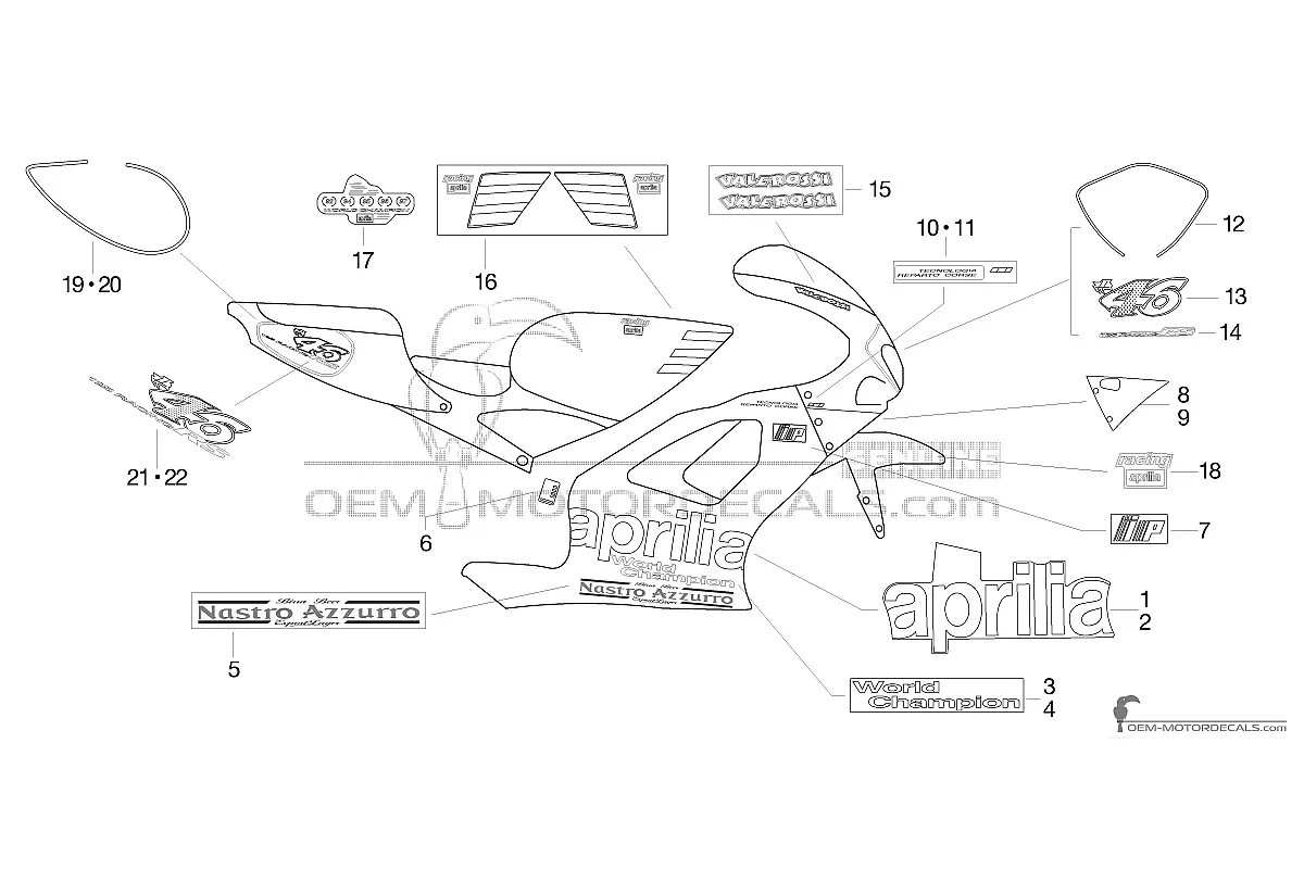 Naklejki do Aprilia RS125 1998 - Szary • Aprilia Naklejki OEM