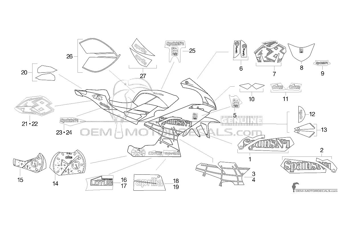 Stickers voor Aprilia RS125 2007 - Rood • Aprilia OEM Stickers