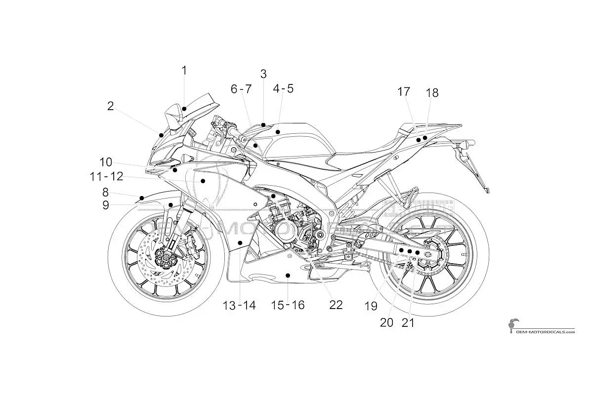 Decals for Aprilia RS125 4T 2019 - Gray • Aprilia OEM Decals