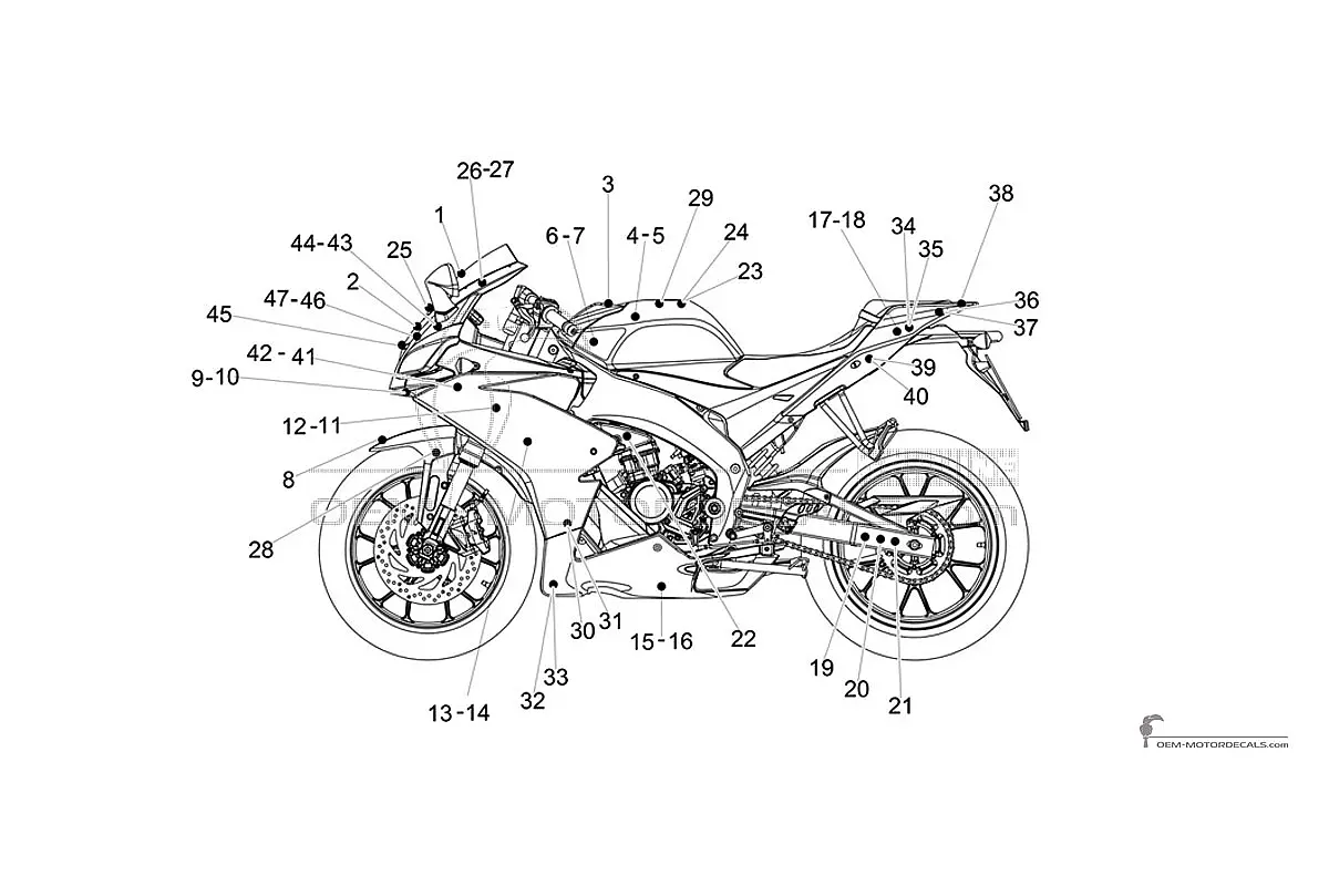 Decals for Aprilia RS125 Replica 2018 - Red • Aprilia OEM Decals