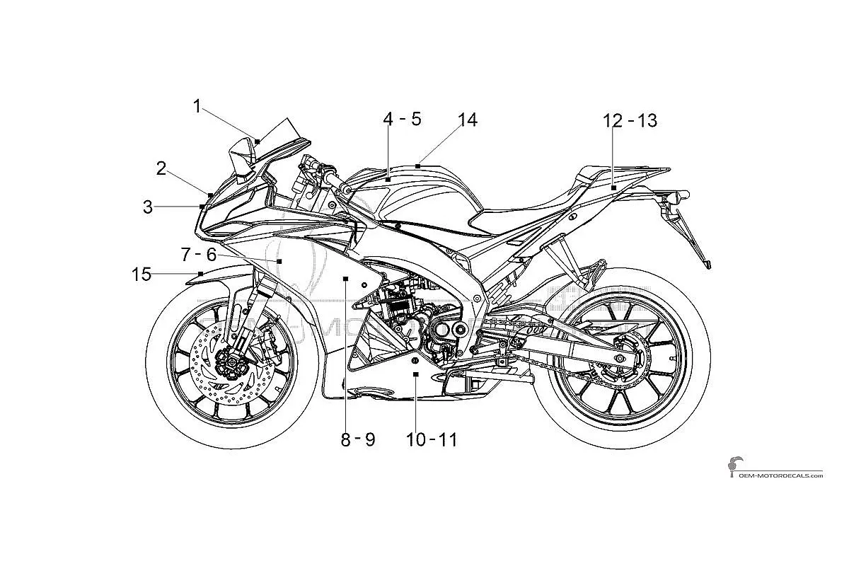 Stickers voor Aprilia RS125 4T 2023 - Wit • Aprilia OEM Stickers