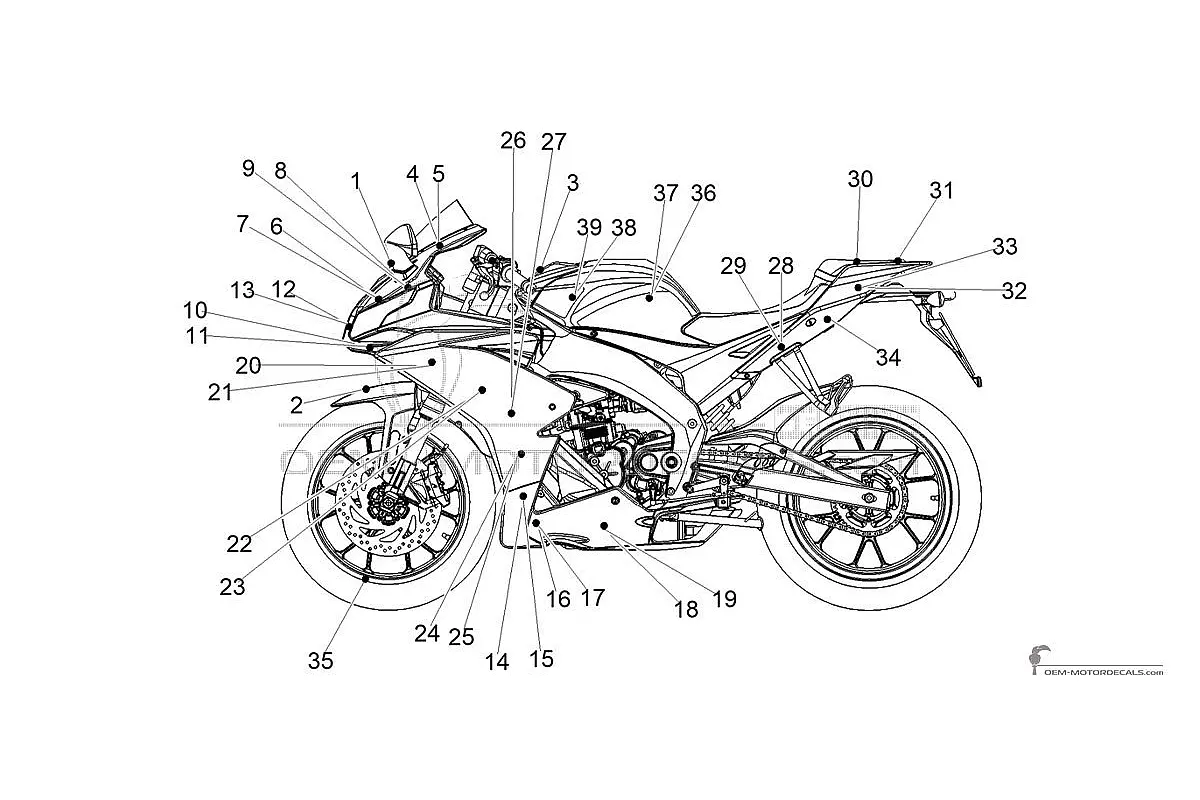 Decals for Aprilia RS125 GP Replica 4T 2023 - Black • Aprilia OEM Decals