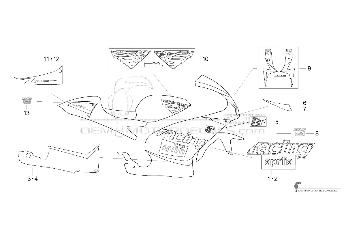 Decals for Aprilia RS50 2001 - Black • Aprilia OEM Decals