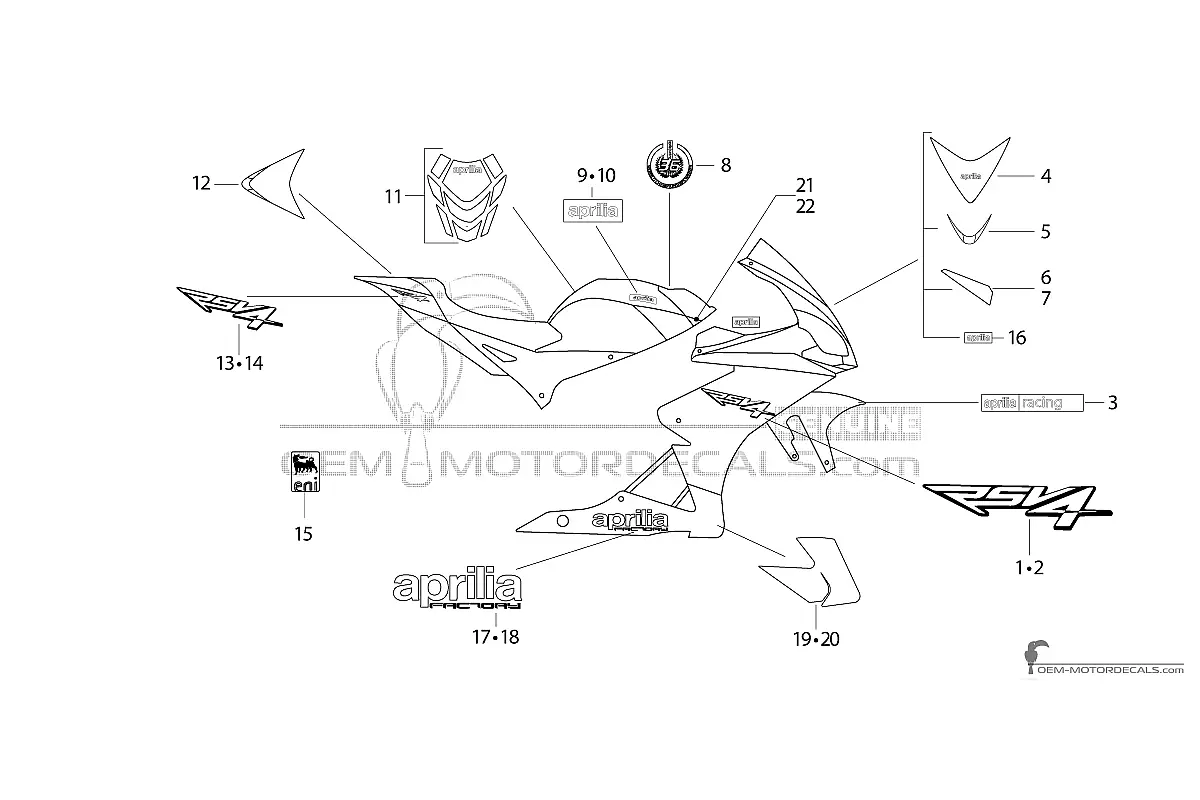 Decals for Aprilia RSV4 1000R Factory 2009 - Black • Aprilia OEM Decals