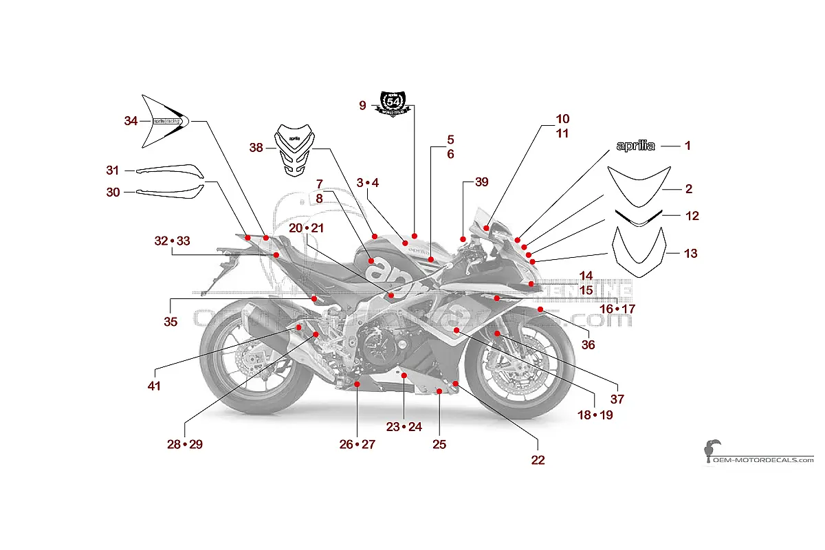 Decals for Aprilia RSV4 1000 Factory 2016 - Black • Aprilia OEM Decals