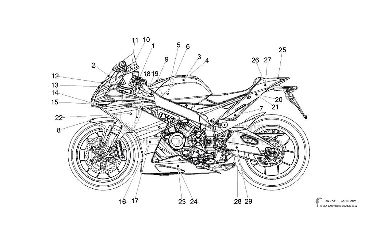 Naklejki do Aprilia RSV4 1000RR 2017 - Szary • Aprilia Naklejki OEM