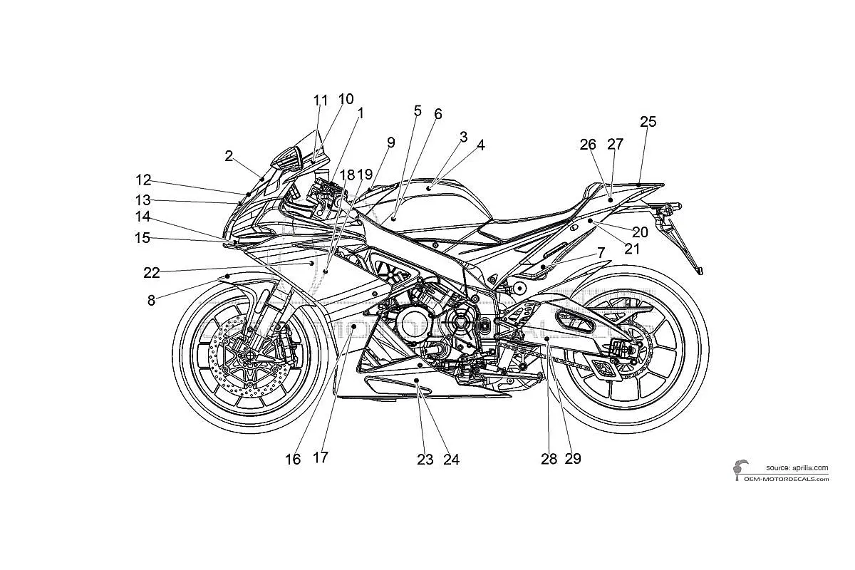 Naklejki do Aprilia RSV4 1000RR 2018 - Szary • Aprilia Naklejki OEM