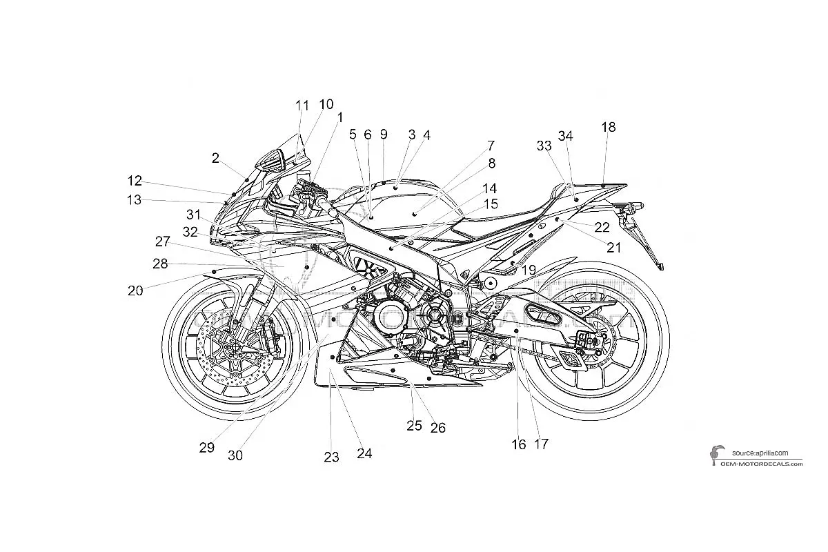 Decals for Aprilia RSV4 1000 Factory 2018 - Black • Aprilia OEM Decals