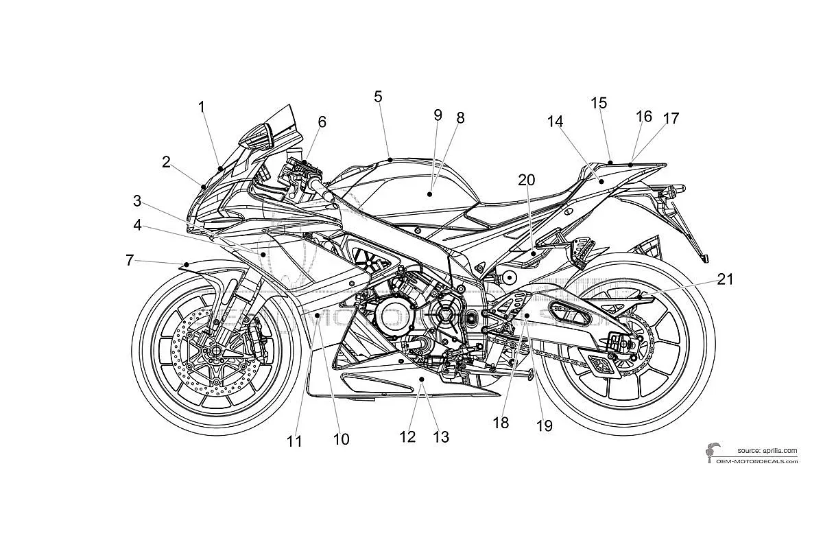 Decals for Aprilia RSV4 1100 Factory 2019 - Black • Aprilia OEM Decals