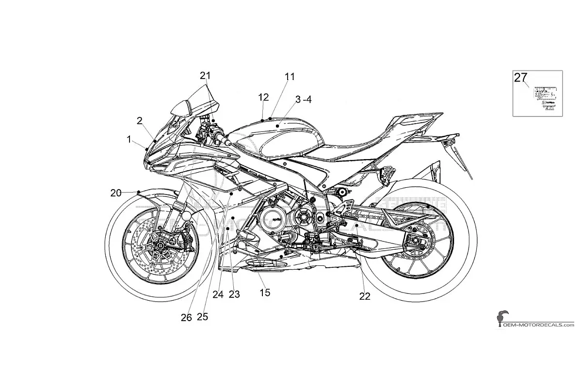 Decals for Aprilia RSV4 1100 Factory 2023 - Black • Aprilia OEM Decals