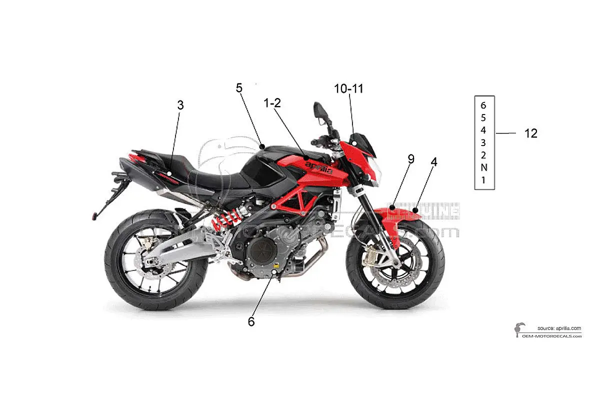 Decals for Aprilia SHIVER 750 2015 - Red • Aprilia OEM Decals