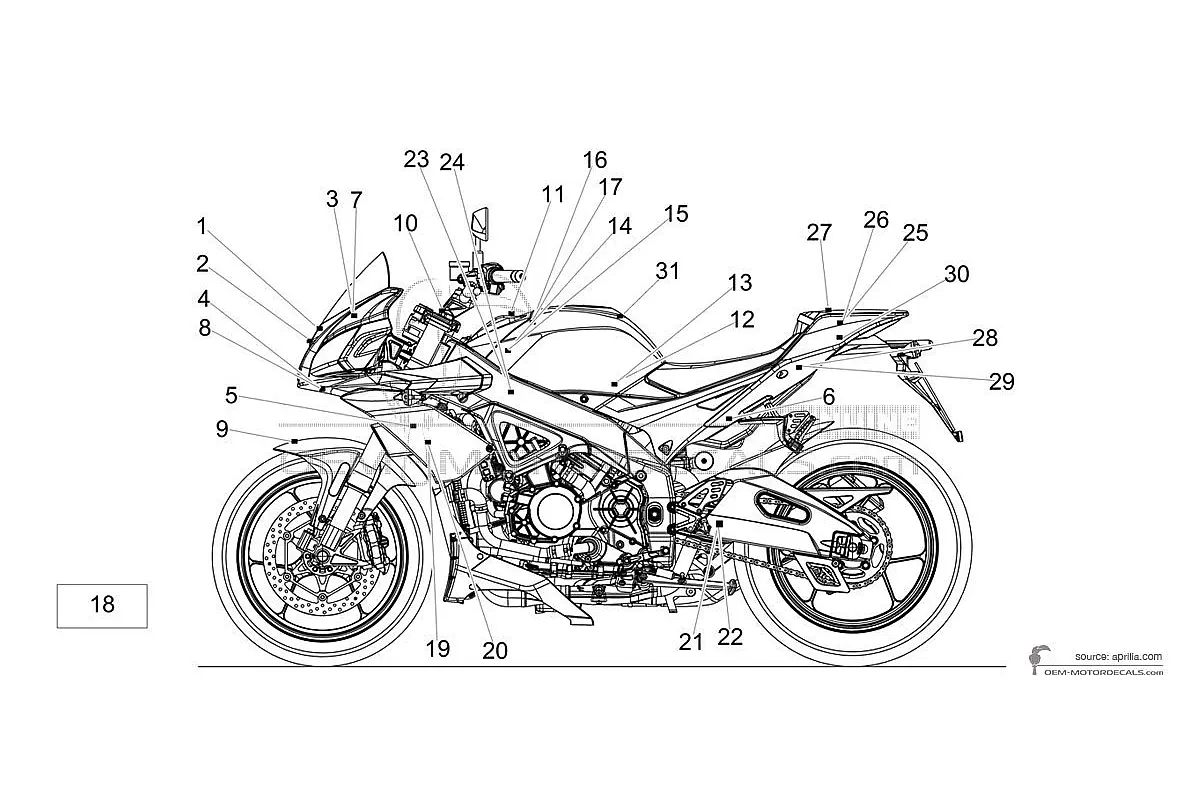 Decals for Aprilia TUONO V4 1100 FACTORY 2019 - Black • Aprilia OEM Decals