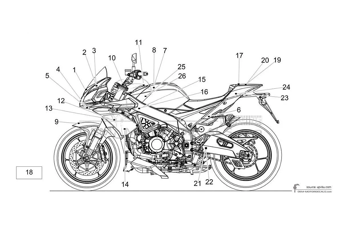 Decals for Aprilia TUONO V4 1100 FACTORY 2020 - Black • Aprilia OEM Decals
