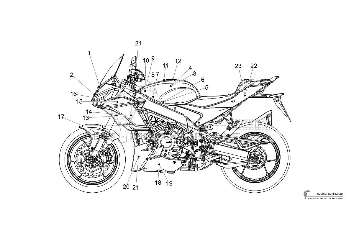 Decals for Aprilia TUONO V4 1100 FACTORY 2021 - Black • Aprilia OEM Decals