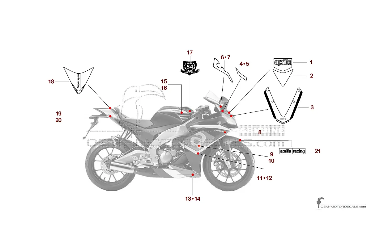 Decals for Aprilia RS4 50 2016 - Black • Aprilia OEM Decals