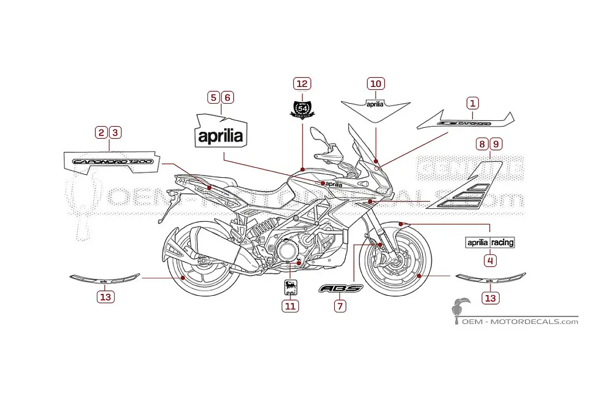 Aufkleber für Aprilia CAPONORD 1200 2014 • Aprilia OEM-Aufkleber